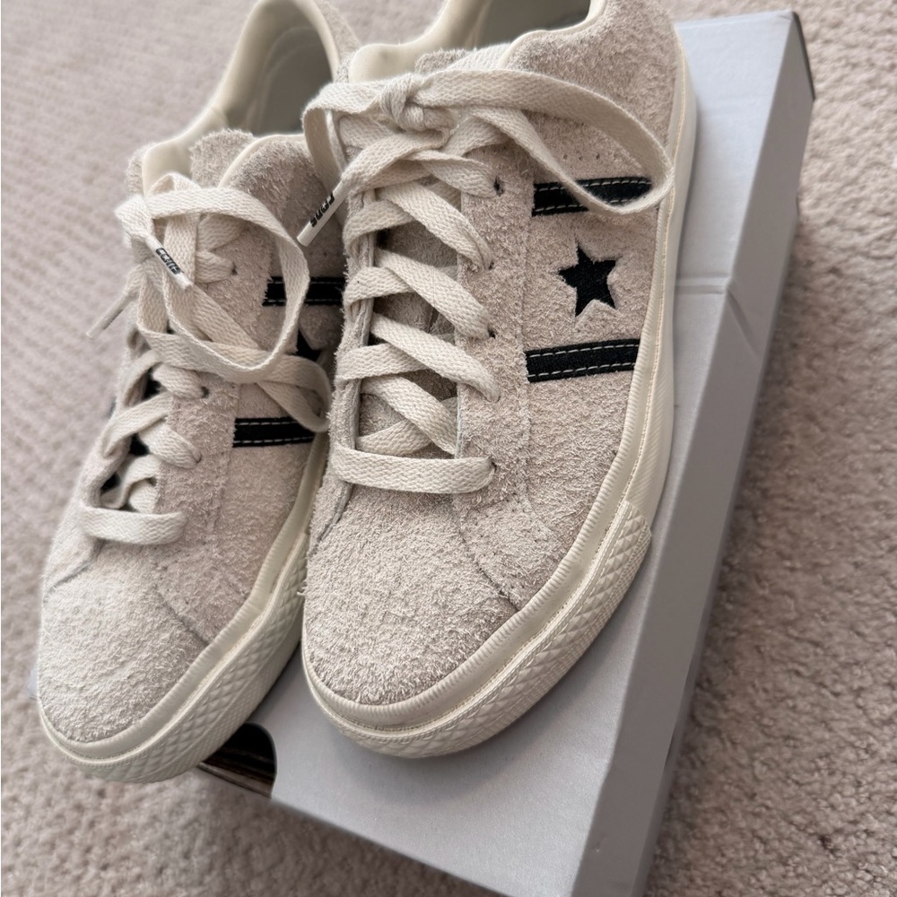 Converse Cream Sneakers with Black Accents